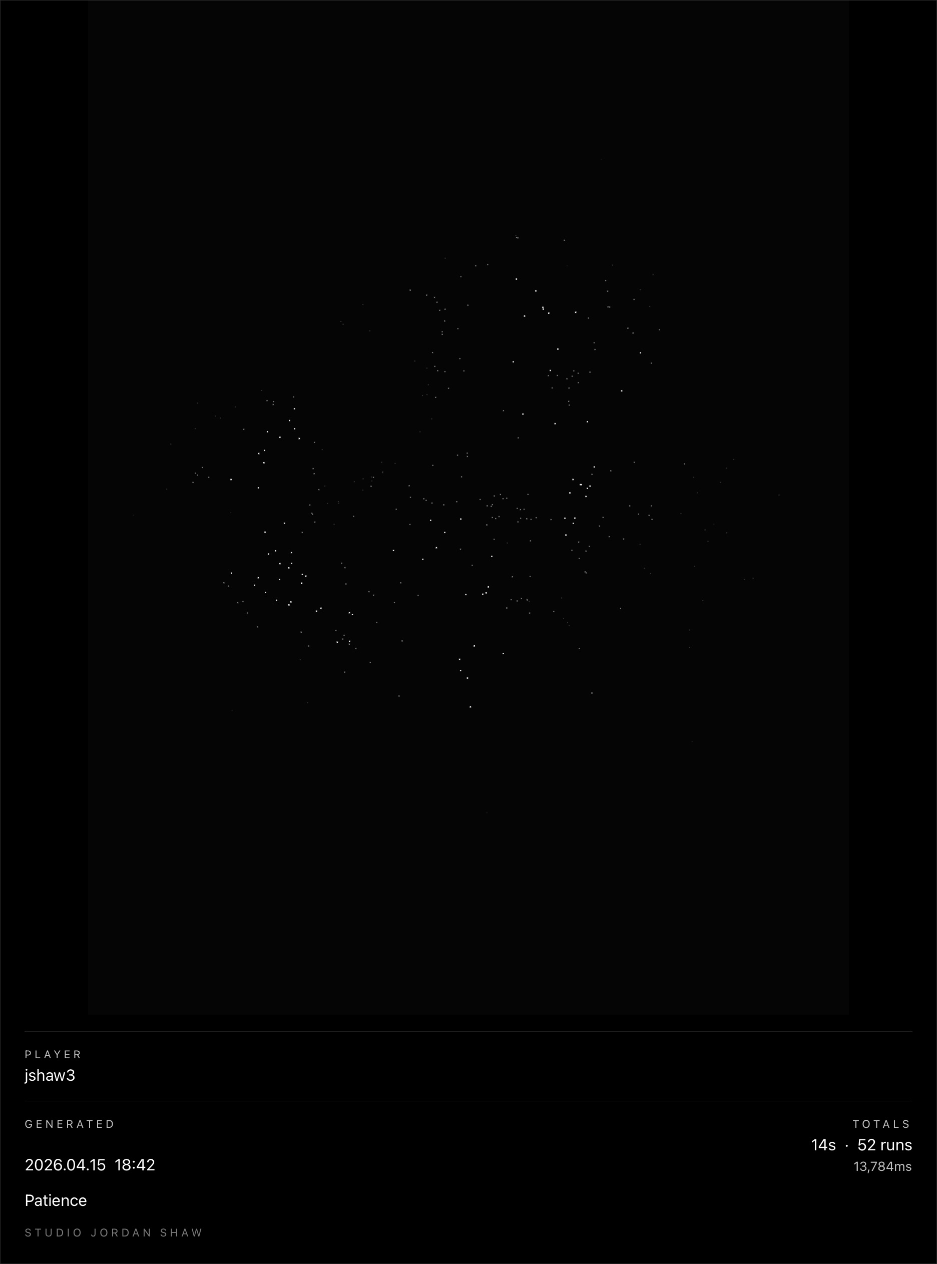 Patience stats artwork, early stage